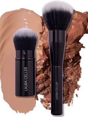 LAURA GELLER Blending Beauties Two-Piece Face Brush Set NWT